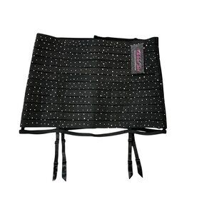 Oh La La Boutique 2pc Bandage Skirt & G-String With Rhinestones Black Size XL